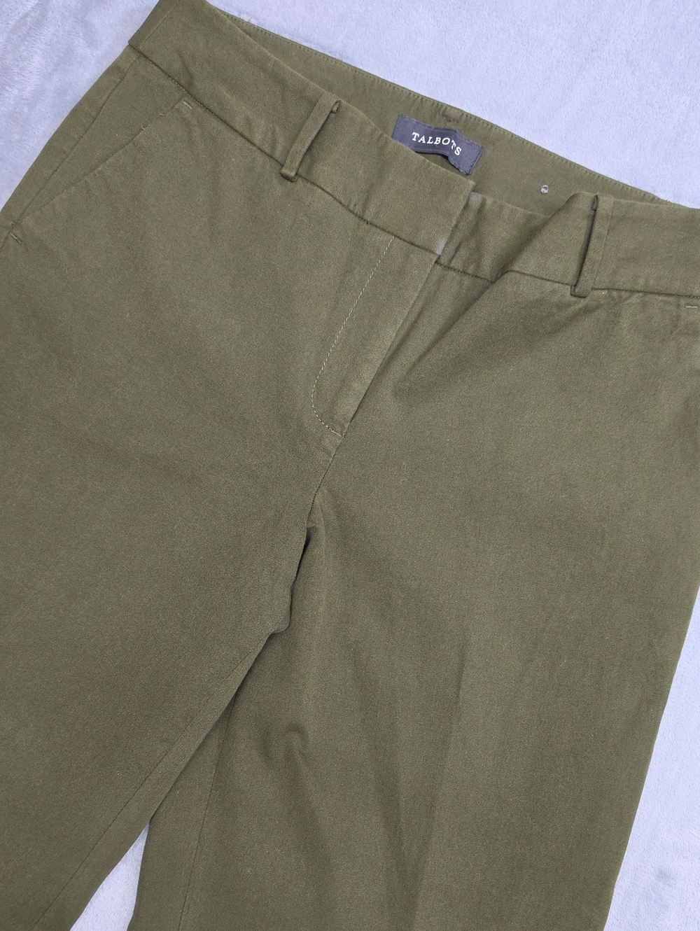 Talbots 10 Olive-Green Straight Leg Cotton Blend Pants